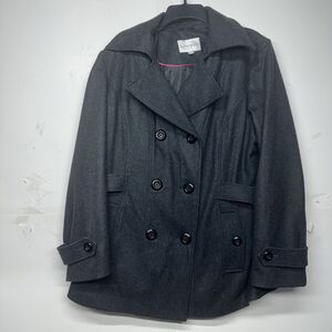 Fashion Bug Women’s 1X Peacoat Jacket Gray Wool Blend Double Breasted